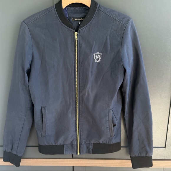 Massimo Dutti Navy Bomber Jacket • M/4 - Picture 1 of 9